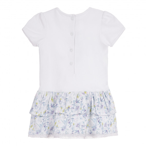 Βαμβακερό φόρεμα με λουλουδάτα μοτίβα για ένα μωρό, λευκό. Chicco 258778 4