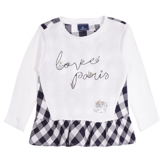 Βαμβακερό πουκάμισο και κολάν LOVE PARIS σε λευκό και μπλε Chicco 258786 2