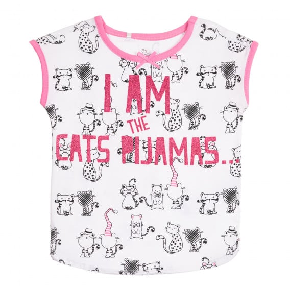 Πιτζάμες από βαμβάκι &quot;I AM THE CATS PAJAMAS&quot; για ένα μωρό σε λευκό και ροζ χρώμα Chicco 258955 2