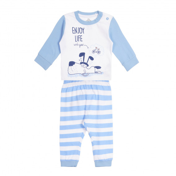Πυτζάμες από βαμβάκι Απολαύστε τη ζωή για ένα μωρό, μπλε Chicco 258966 