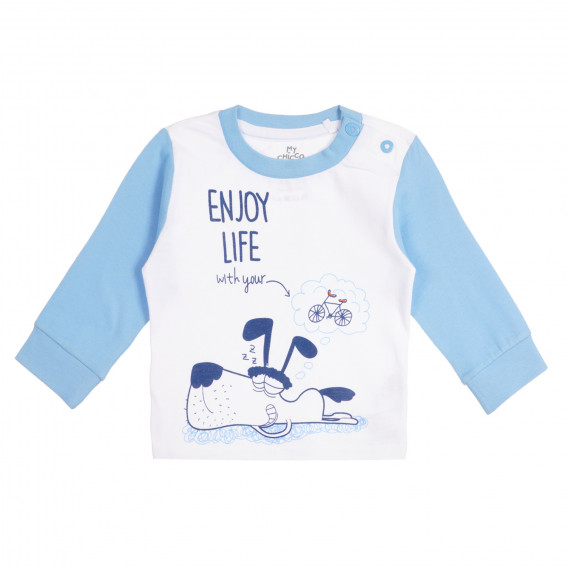 Πυτζάμες από βαμβάκι Απολαύστε τη ζωή για ένα μωρό, μπλε Chicco 258967 2