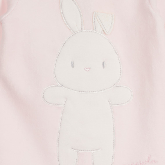 Βαμβακερές φόρμες με λαγουδάκι για ένα μωρό, ροζ Chicco 258987 2