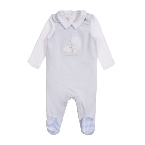 Σετ βαμβακερού σώματος και φόρμες για ένα μωρό σε λευκό και μπλε χρώμα Chicco 259016 