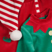 Βελούδινη χριστουγεννιάτικη φορεσιά για ένα μωρό με κόκκινο και πράσινο χρώμα Chicco 259082 3