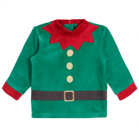 Βελούδινη χριστουγεννιάτικη φορεσιά για ένα μωρό με κόκκινο και πράσινο χρώμα Chicco 259085 2