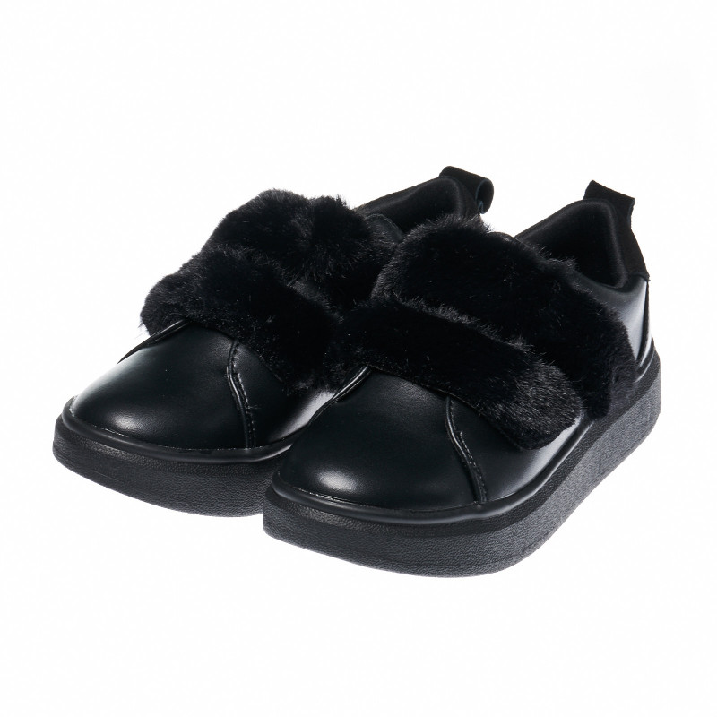 Παπούτσια για κορίτσια σε μαύρο χρώμα με μαύρο αφράτο  25918