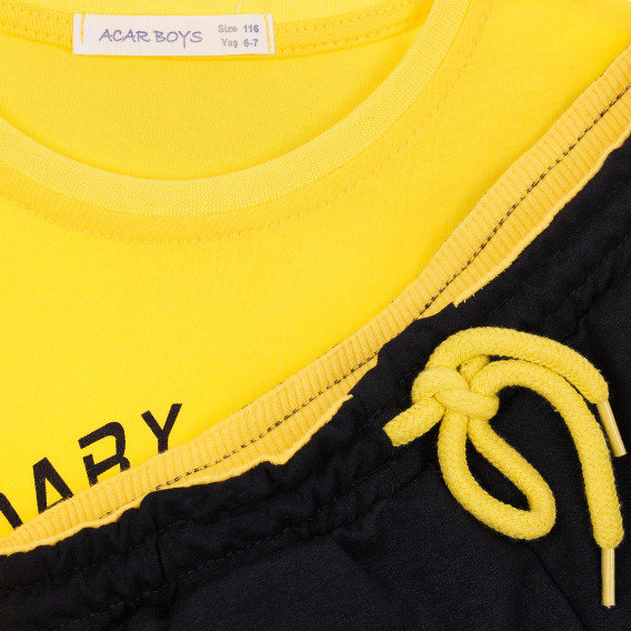 Βαμβακερό σετ σορτς και μπλουζάκι σε μαύρο και κίτρινο χρώμα Acar 259194 3