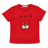 Βαμβακερό μπλουζάκι με τύπωμα τιγρέ, κόκκινο Acar 259352 