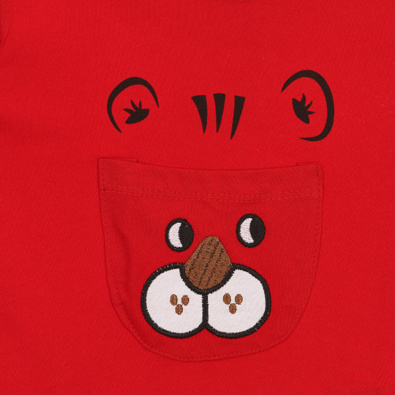 Βαμβακερό μπλουζάκι με τύπωμα τιγρέ, κόκκινο Acar 259353 2