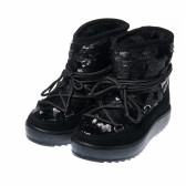 Μαύρες μπότες με κορδόνια για κορίτσια με πούλιες στην κορυφή Colors Of California 25947 