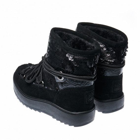 Μαύρες μπότες με κορδόνια για κορίτσια με πούλιες στην κορυφή Colors Of California 25948 2