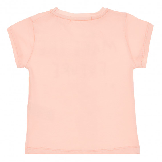 Βαμβακερό μπλουζάκι με επιγραφή, ανοιχτό ροζ Acar 259523 4