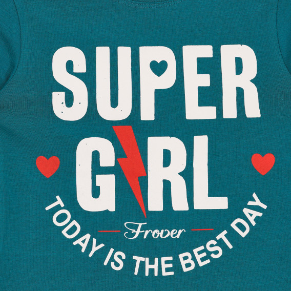 Βαμβακερό μπλουζάκι Super κορίτσι, πράσινο Acar 259556 2