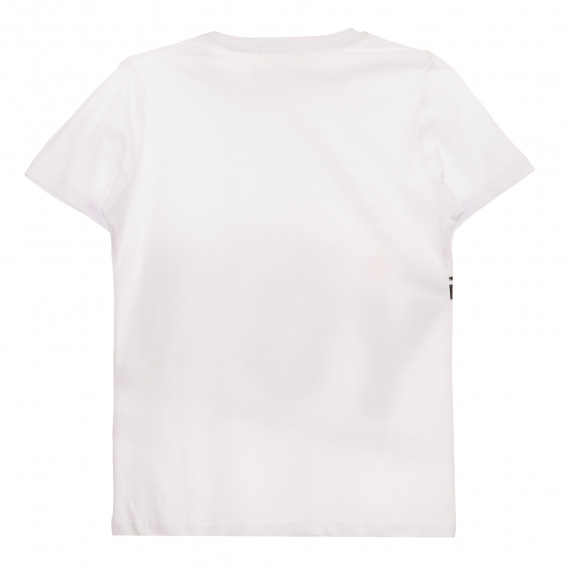 Βαμβακερό μπλουζάκι με επιγραφή, σε λευκό χρώμα. Acar 259565 4