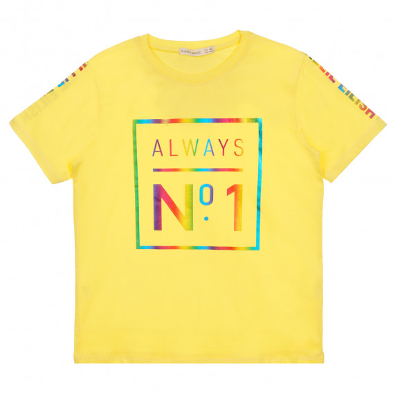 Βαμβακερό μπλουζάκι με κολάν σε κίτρινο και μαύρο Acar 259575 2