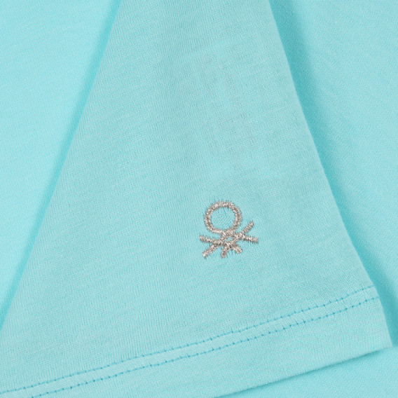 Βαμβακερή μπλούζα με σούφρες και πούλιες,  σε ανοιχτό μπλε Benetton 260198 6