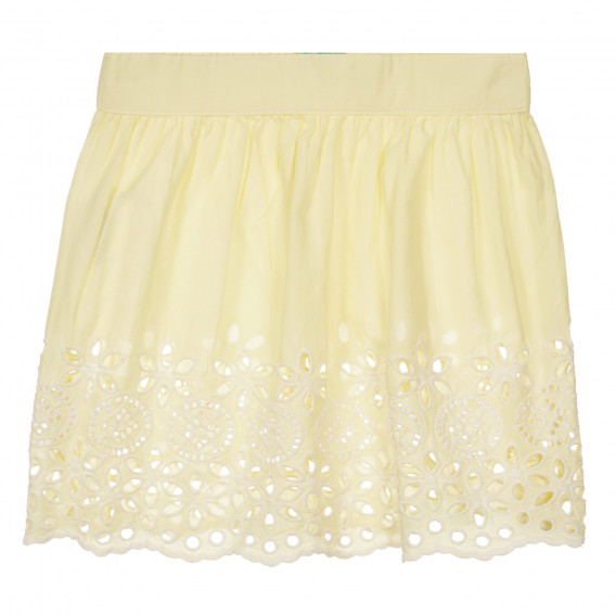 Βαμβακερή φούστα με floral μοτίβα, κίτρινη Benetton 260364 