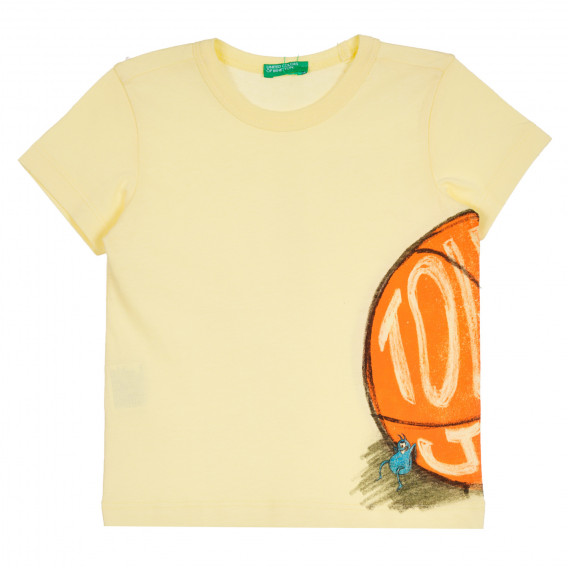 Μπλουζάκι με εκτύπωση για μωρό, ανοιχτό κίτρινο Benetton 260501 