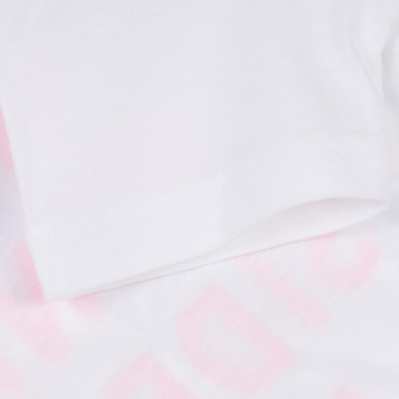 Βαμβακερό μπλουζάκι με floral εκτύπωση και επιγραφή, λευκό Benetton 260507 3