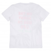 Βαμβακερό μπλουζάκι με floral εκτύπωση και επιγραφή, λευκό Benetton 260508 4