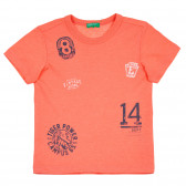 Βαμβακερό μπλουζάκι με γραφική εκτύπωση για μωρό, πορτοκαλί Benetton 260529 