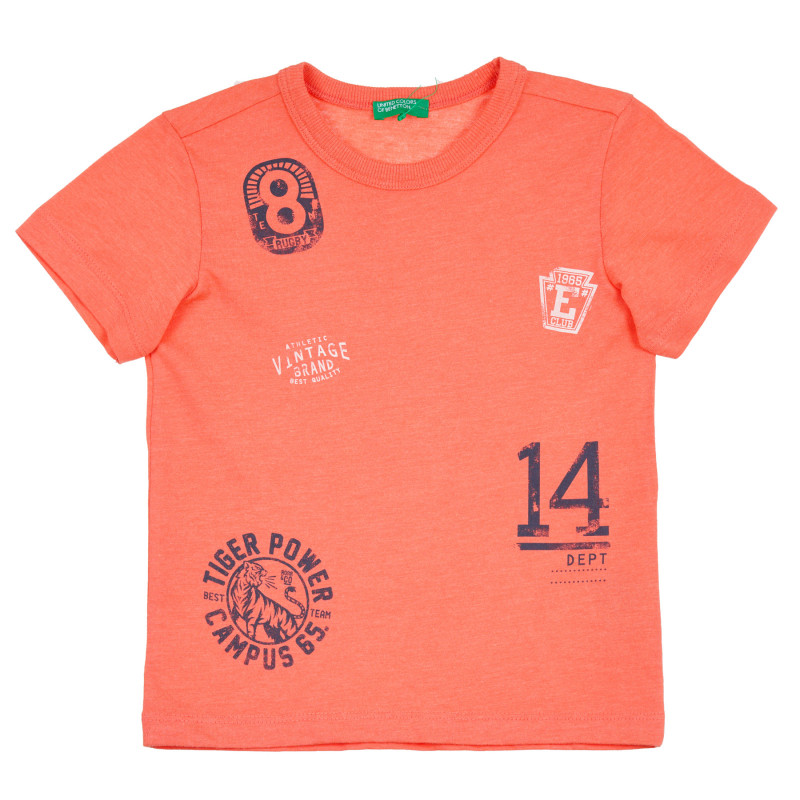 Βαμβακερό μπλουζάκι με γραφική εκτύπωση για μωρό, πορτοκαλί  260529