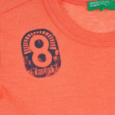 Βαμβακερό μπλουζάκι με γραφική εκτύπωση για μωρό, πορτοκαλί Benetton 260530 2