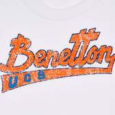 Βαμβακερό μπλουζάκι με την επώνυμη επιγραφή, σε λευκό χρώμα Benetton 260538 2
