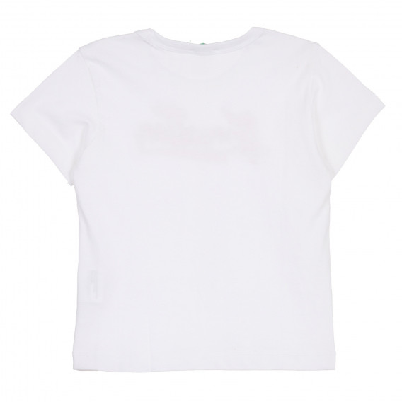 Βαμβακερό μπλουζάκι με την επώνυμη επιγραφή, σε λευκό χρώμα Benetton 260540 4