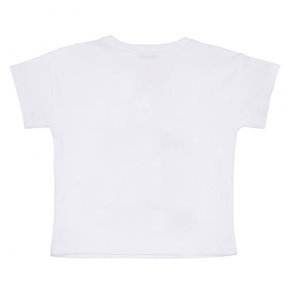 Βαμβακερό μπλουζάκι με εκτύπωση γάτας, λευκό Benetton 260556 4