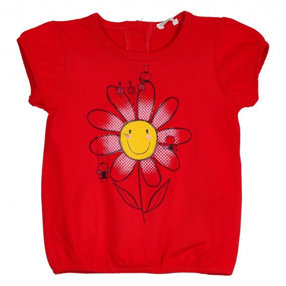 Μπλουζάκι με εκτύπωση λουλουδιών για μωρό, κόκκινο Benetton 260565 