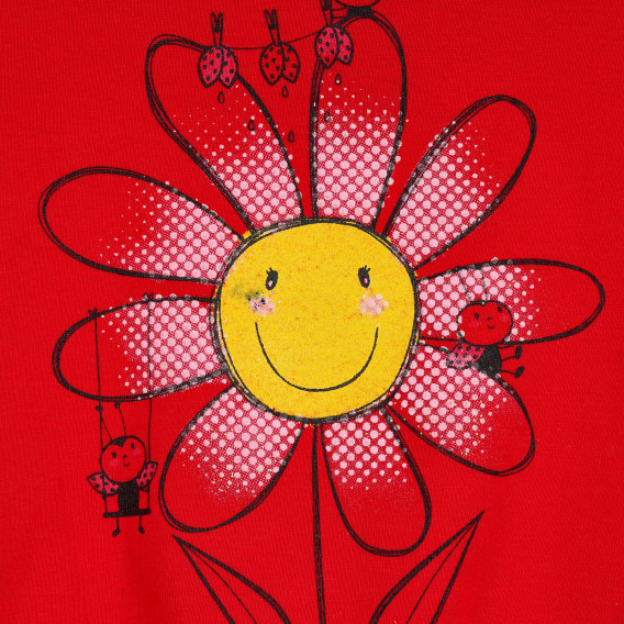 Μπλουζάκι με εκτύπωση λουλουδιών για μωρό, κόκκινο Benetton 260566 2