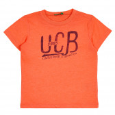 Βαμβακερό μπλουζάκι με το εμπορικό σήμα για μωρό, πορτοκαλί Benetton 260581 