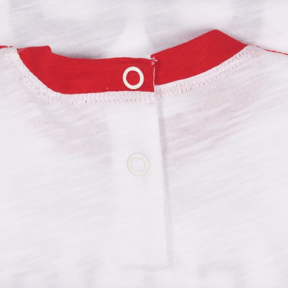 Βαμβακερό μπλουζάκι με κόκκινες πινελιές για μωρό, λευκό Benetton 260631 3