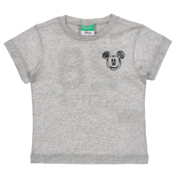 Βαμβακερό μπλουζάκι με εκτύπωση Mickey Mouse για μωρό, γκρι Benetton 260649 
