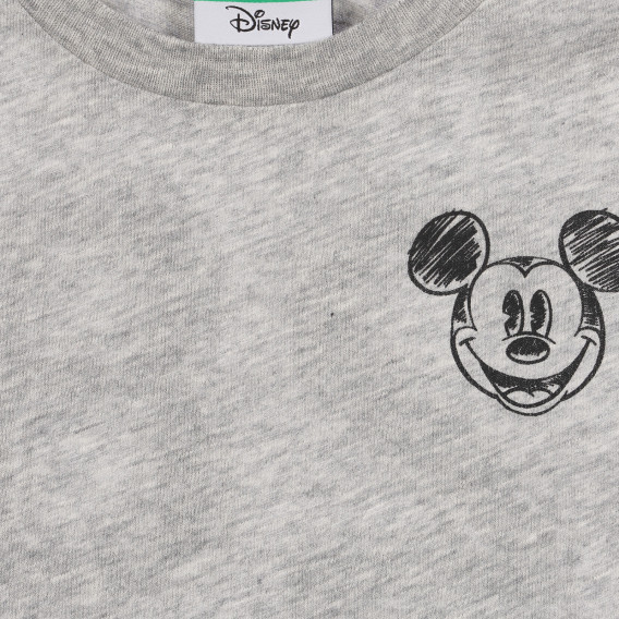 Βαμβακερό μπλουζάκι με εκτύπωση Mickey Mouse για μωρό, γκρι Benetton 260650 2