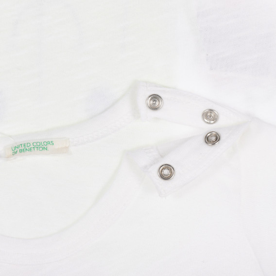 Βαμβακερό μπλουζάκι με εκτύπωση κάκτου για μωρό, λευκό Benetton 260659 3