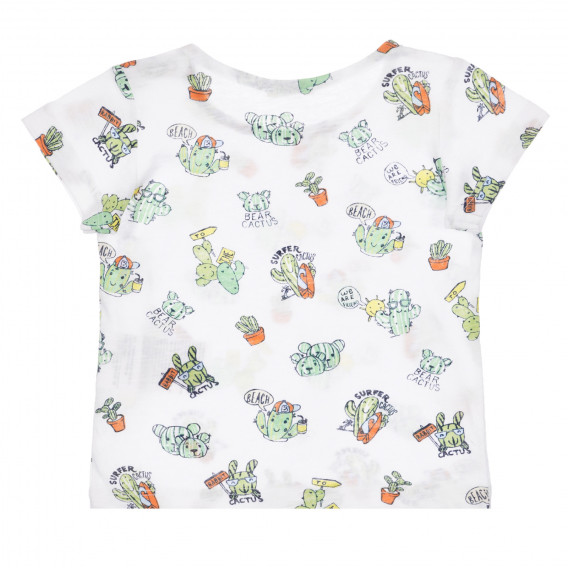 Βαμβακερό μπλουζάκι με εκτύπωση κάκτου για μωρό, λευκό Benetton 260664 4