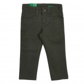 Βαμβακερό παντελόνι με το λογότυπο της μάρκας για μωρό, πράσινο Benetton 260732 