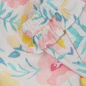 Βαμβακερό παντελόνι με floral print για μωρό, λευκό Benetton 260813 3
