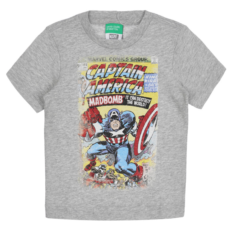 Βαμβακερό μπλουζάκι με εκτύπωση Captain America, γκρι  260866