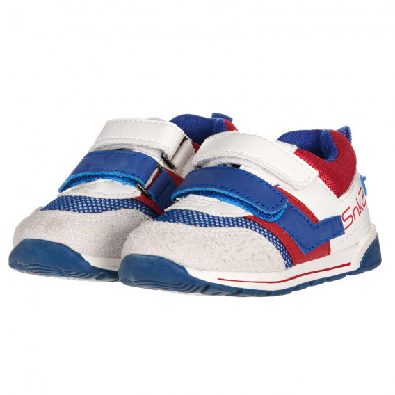 Πάνινα παπούτσια με κόκκινες και μπλε πινελιές, λευκό Chicco 261153 