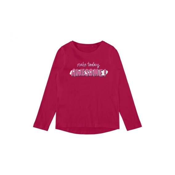 Οργανική βαμβακερή μπλούζα με εκτύπωση Awesome, σκούρο ροζ Name it 262167 