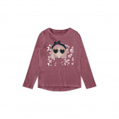 Οργανική βαμβακερή μπλούζα με εκτύπωση κοριτσιού mε γυαλιά, ροζ Name it 262169 