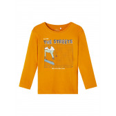 Οργανική βαμβακερή μπλούζα με εκτύπωση skateboarder, πορτοκαλί Name it 262176 