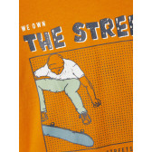 Οργανική βαμβακερή μπλούζα με εκτύπωση skateboarder, πορτοκαλί Name it 262178 3
