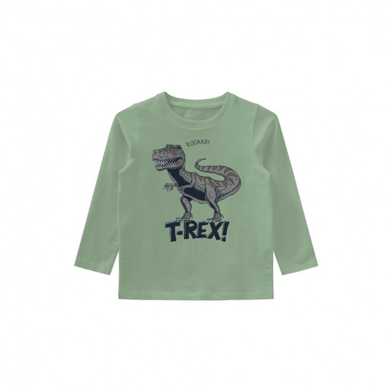 Μπλούζα οργανική βαμβακερή με εκτύπωση T-rex, πράσινη Name it 262182 