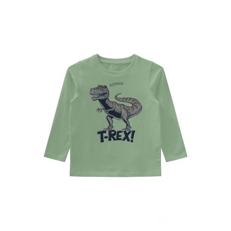 Μπλούζα οργανική βαμβακερή με εκτύπωση T-rex, πράσινη  262182