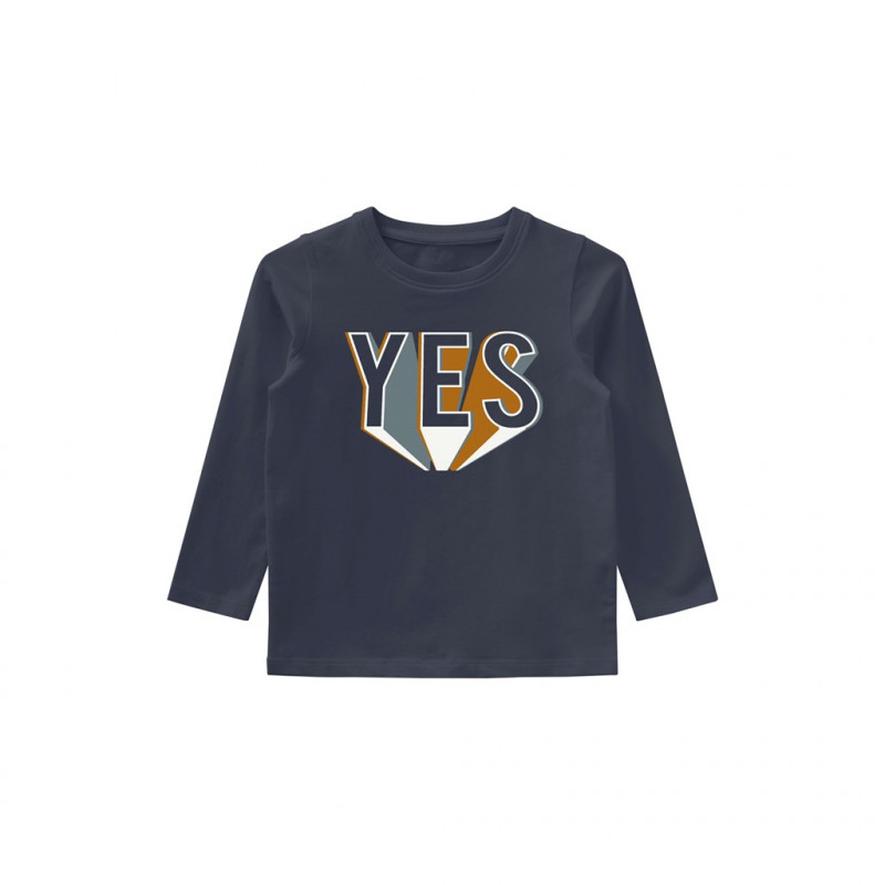 Οργανική βαμβακερή μπλούζα με εκτύπωση YES, σκούρο μπλε  262183