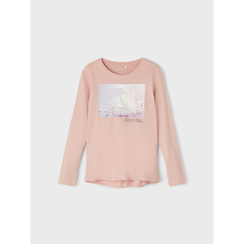 Μπλούζα από οργανικό βαμβάκι με floral και ουρά ουρανού, ροζ  262240